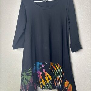 Christy Black Tunic with Vibrant Multicolor Hem